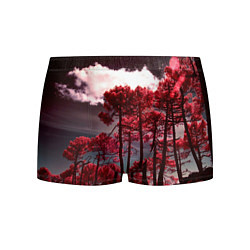 Трусы-боксеры мужские Абстрактные красные деревья и облака, цвет: 3D-принт