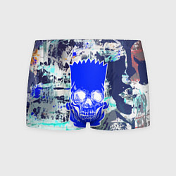 Трусы-боксеры мужские Синий череп Барта Симпсона, цвет: 3D-принт