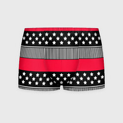 Трусы-боксеры мужские Red and black pattern with stripes and stars, цвет: 3D-принт