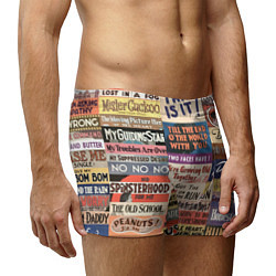 Трусы-боксеры мужские Рекламные стикеры - retro, цвет: 3D-принт — фото 2