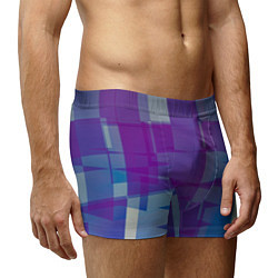 Трусы-боксеры мужские Геометрические объёмные фиолетовые кубы, цвет: 3D-принт — фото 2
