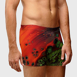 Трусы-боксеры мужские Абстрактные красный песок и зелёные камни, цвет: 3D-принт — фото 2