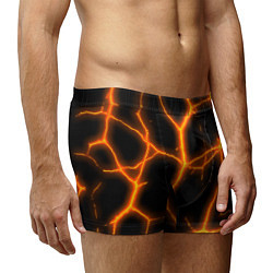 Трусы-боксеры мужские Оранжевые неоновые трещины, цвет: 3D-принт — фото 2