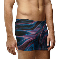 Трусы-боксеры мужские Абстрактные фиолетовые и синие волны с блёстками, цвет: 3D-принт — фото 2