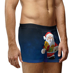 Трусы-боксеры мужские Санта Клаус с двумя подарками, цвет: 3D-принт — фото 2