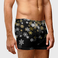 Трусы-боксеры мужские Золотые и белые снежинки, цвет: 3D-принт — фото 2