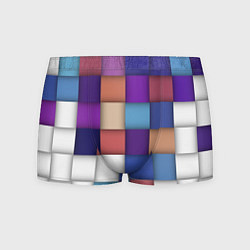 Трусы-боксеры мужские Геометрическое множество разноцветных квадратов, цвет: 3D-принт