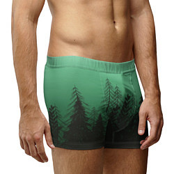 Трусы-боксеры мужские Зелёный туманный лес, цвет: 3D-принт — фото 2