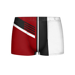 Трусы-боксеры мужские Красные, белые, чёрные полосы, цвет: 3D-принт