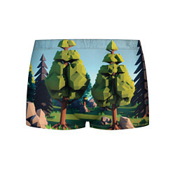 Трусы-боксеры мужские Воксельный лес, цвет: 3D-принт