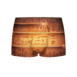 Трусы-боксеры мужские Египетская стена с иероглифами и полосами, цвет: 3D-принт