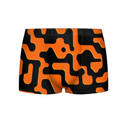 Трусы-боксеры мужские Черно-оранжевый абстрактный лабиринт, цвет: 3D-принт