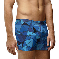 Трусы-боксеры мужские Синие треугольники, абстракт, цвет: 3D-принт — фото 2