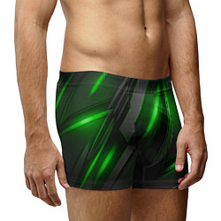 Трусы-боксеры мужские Черные пластины с зеленым свечением, цвет: 3D-принт — фото 2