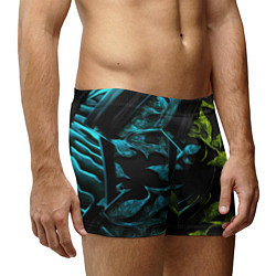 Трусы-боксеры мужские Зеленые и синие абстрактные листья, цвет: 3D-принт — фото 2