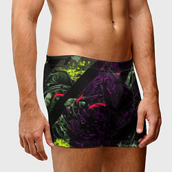 Трусы-боксеры мужские Фиолетовая текстура с зелеными вставками, цвет: 3D-принт — фото 2