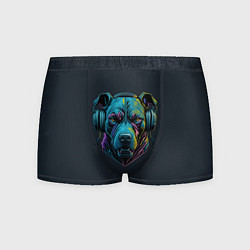 Трусы-боксеры мужские Питбуль в наушниках, цвет: 3D-принт