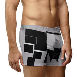 Трусы-боксеры мужские Белые и чёрные кубы в геометрии, цвет: 3D-принт — фото 2