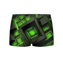 Трусы-боксеры мужские Неоновые зелёные блоки, цвет: 3D-принт
