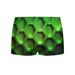 Трусы-боксеры мужские Объемные зеленые соты, цвет: 3D-принт