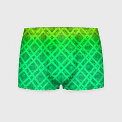 Трусы-боксеры мужские Желто-зеленый градиентный фон с геометрическим узо, цвет: 3D-принт