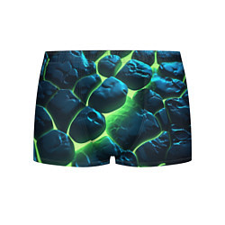 Трусы-боксеры мужские Разлом зеленых плит с неоном, цвет: 3D-принт