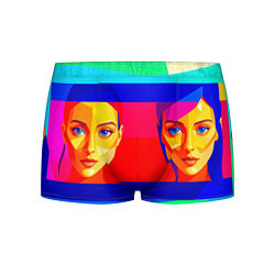 Трусы-боксеры мужские Две голубоглазые девушки в прямоугольной рамке, цвет: 3D-принт