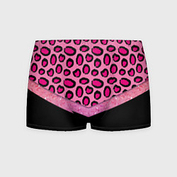 Трусы-боксеры мужские Розовый леопард и блестки принт, цвет: 3D-принт