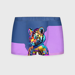 Трусы-боксеры мужские Cool tiger cub - pop art, цвет: 3D-принт
