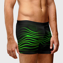 Трусы-боксеры мужские Зеленые абстрактные волны, цвет: 3D-принт — фото 2