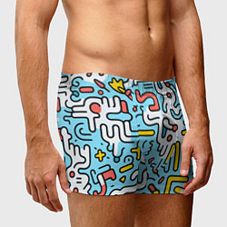 Трусы-боксеры мужские Геометрическая контурная абстракция, цвет: 3D-принт — фото 2
