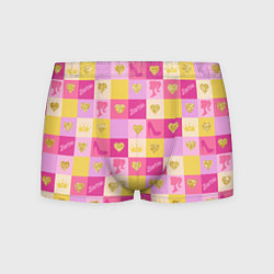 Трусы-боксеры мужские Барби: желтые и розовые квадраты паттерн, цвет: 3D-принт