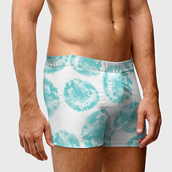 Трусы-боксеры мужские Акварельные голубые био формы, цвет: 3D-принт — фото 2
