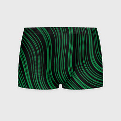 Трусы-боксеры мужские Абстракция зелёные линии на чёрном, цвет: 3D-принт