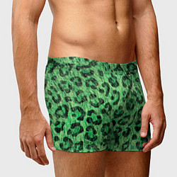 Трусы-боксеры мужские Зелёный леопард паттерн, цвет: 3D-принт — фото 2