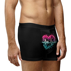 Трусы-боксеры мужские Разбитое сердце с линией пульса со свечением, цвет: 3D-принт — фото 2