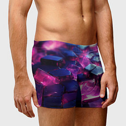 Трусы-боксеры мужские Фиолетовые прозрачные кубики, цвет: 3D-принт — фото 2