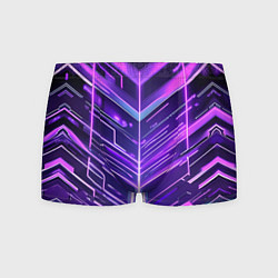 Трусы-боксеры мужские Фиолетовые неон полосы киберпанк, цвет: 3D-принт