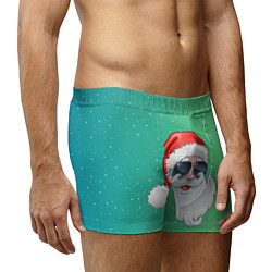 Трусы-боксеры мужские Дед Мороз в очках, цвет: 3D-принт — фото 2