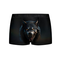 Трусы-боксеры мужские Волк чёрный хищник, цвет: 3D-принт