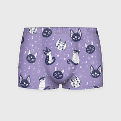 Мужские трусы Мистические кошечки - паттерн фиолетовый
