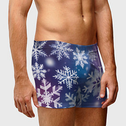 Трусы-боксеры мужские Снежинки на фиолетово-синем фоне, цвет: 3D-принт — фото 2