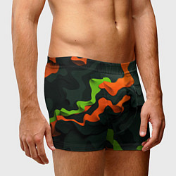 Трусы-боксеры мужские Зеленые и оранжевые кляксы, цвет: 3D-принт — фото 2