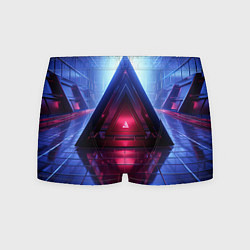 Трусы-боксеры мужские Фиолетовое свечение за треугольной абстракцией, цвет: 3D-принт