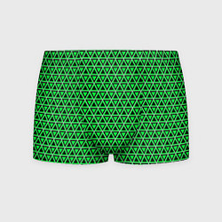 Трусы-боксеры мужские Зелёные и чёрные треугольники, цвет: 3D-принт