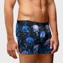 Трусы-боксеры мужские Синие черепа на чёрном фоне, цвет: 3D-принт — фото 2