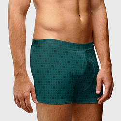 Трусы-боксеры мужские Зелёный квадраты паттерн, цвет: 3D-принт — фото 2