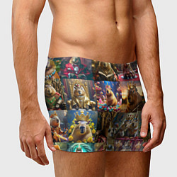 Трусы-боксеры мужские Коллаж капибара король в короне, цвет: 3D-принт — фото 2