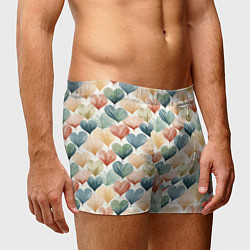 Трусы-боксеры мужские Разноцветные нарисованные сердечки, цвет: 3D-принт — фото 2
