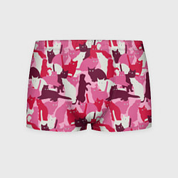 Трусы-боксеры мужские Розовый кошачий камуфляж, цвет: 3D-принт